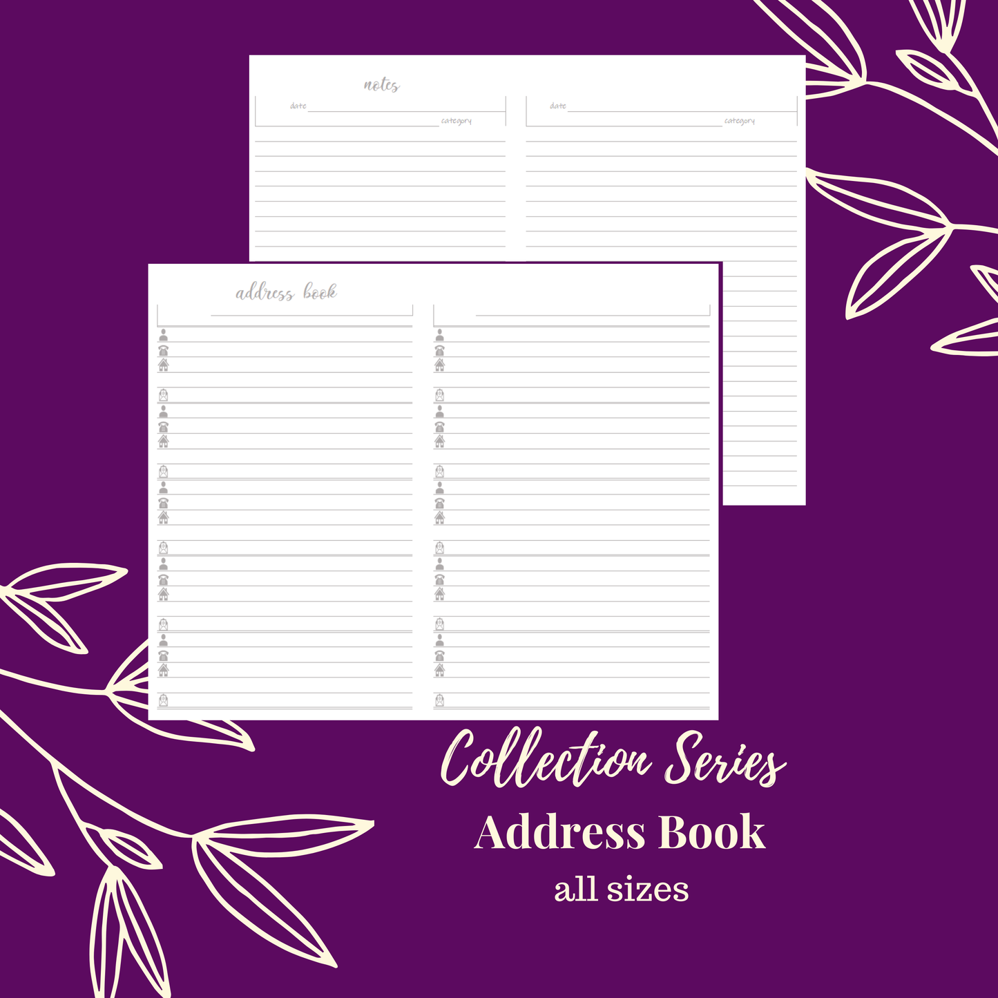 Sweet Notes - Address Book Insert - for Modular Notebook Systems