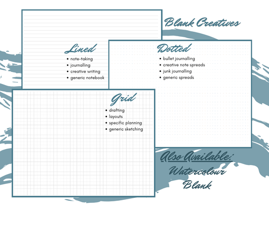 Sweet Notes - Blank Creatives Inserts - Blank, Grid, Dot, Lined (Non-Template) - for Modular Notebook Systems